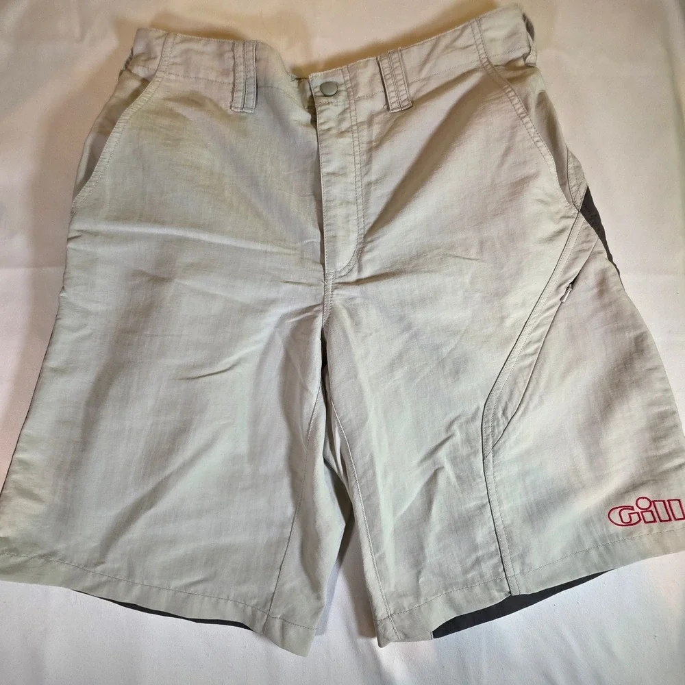 Gill Sailing Shorts Tan Grey Mens Large Nylon Technical Boat Cargo Yachting